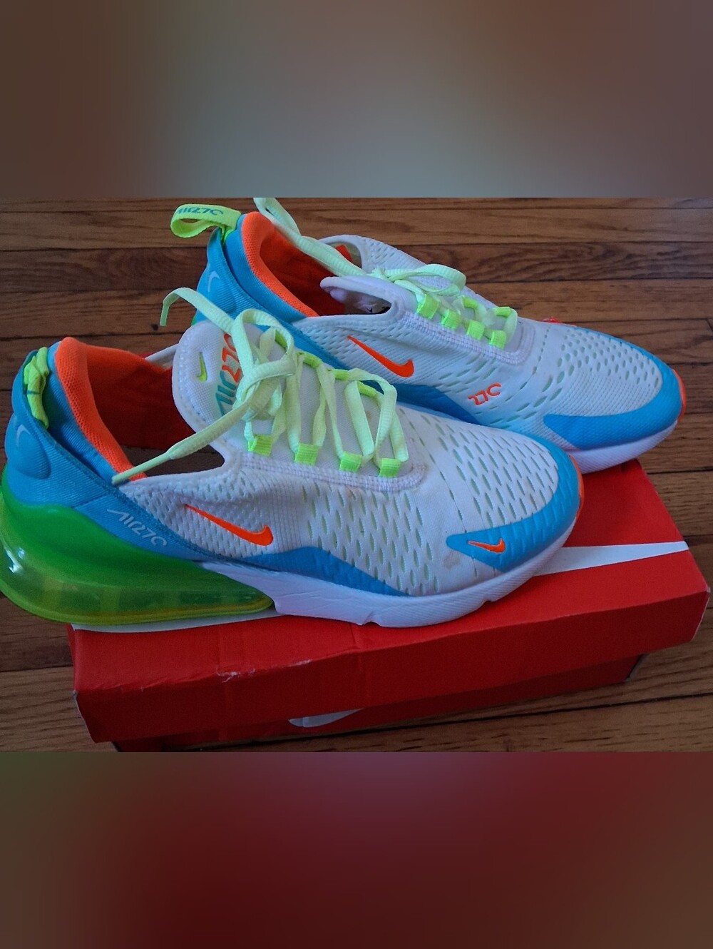 Nike Air Max 270 GS Blue Barely Volt Youth 7Y Shoes Sneakers. #CJ9940-400